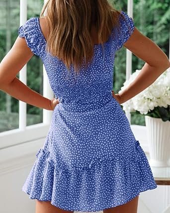 61BoVEHyPIL._AC_SX342_.jpg YOBECHO Women's Summer Ruffle Sleeve Mini Dress