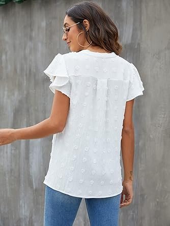 71Upf0nMpEL._AC_SY445_.jpg Blooming Jelly Women's White Blouse