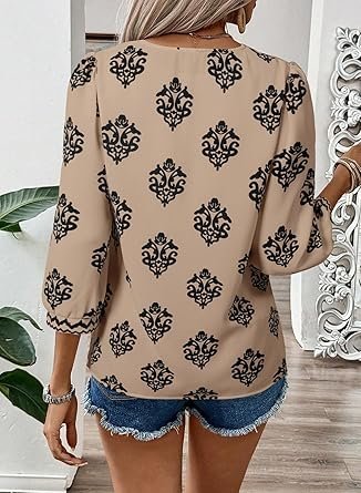 71bZXhgkdeL._AC_SY445_.jpg SHEWIN Women's Casual V Neck Floral Blouse