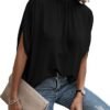 71v6Cvgj8L._AC_SY445_.jpg Verdusa Women's Tie Back Dolman Sleeve Blouse Top Casual Dressy Mock Neck Going Out Tops