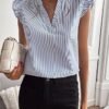 81O7w1oNRRL._AC_SY445_.jpg Floerns Striped Ruffle Summer Blouse