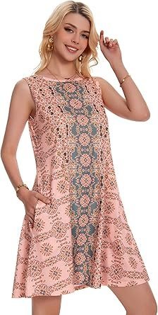 81Y07hYo6JL._AC_SY445_.jpg Summer Dresses for Women - Boho Sleeveless Sundresses
