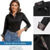 81blzRF415L._AC_SX385_.jpg WARHORSEE Womens Cotton Button Down Dress Shirt Long Sleeve Easy Care Dressy Work Tops Business Casual Blouses for Women