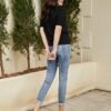 81qO-ANrzDL._AC_SX342_.jpg Kate Kasin Women Short Sleeve Polo Sweater V Neck Knitted Tops Casual Ribbed Shirt Loose Pullover Sweater