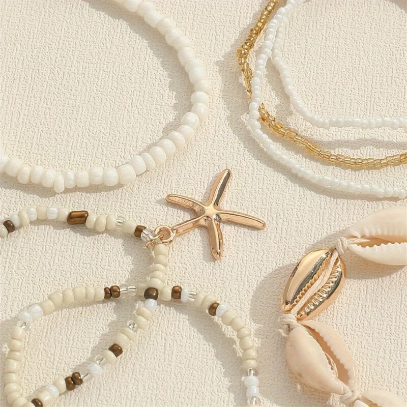 04881109-d0d5-4589-bbf3-43287870ee6e.jpg Bohemian Style Starfish Handmade Beaded Shell Bracelet Set