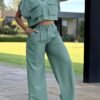 Powder Blue Pocket Shirt & Trousers Set