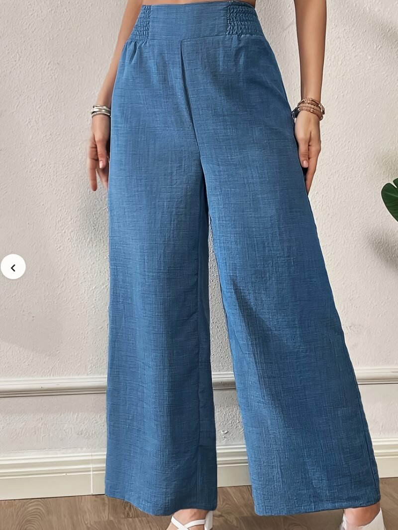 Women's Everyday Comfortable Elastic Waist Wide-Leg Pants – Navy