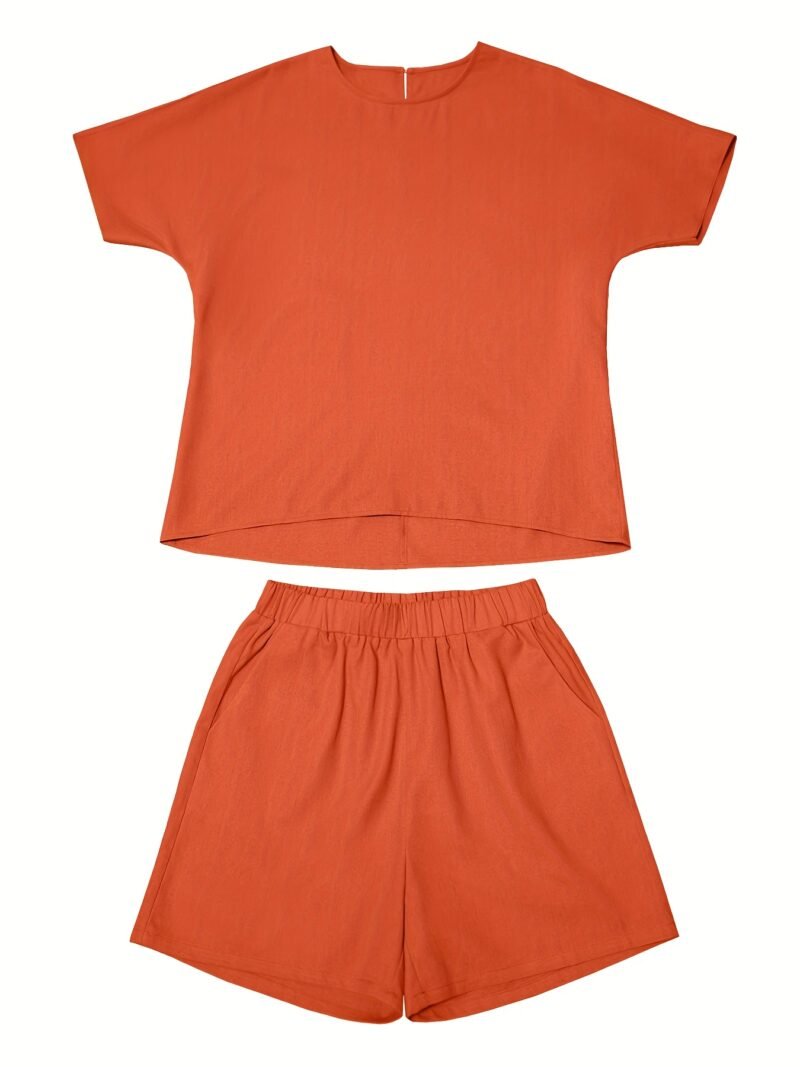 Ladies' Summer New Solid Color Linen Shorts Suit