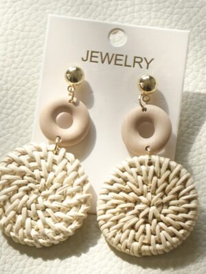 430df82ea86abc399c777e04cf3f2569.jpg 1 Pair of Elegant Boho Chic Handwoven White Rattan Circle Dangle Earrings for Women