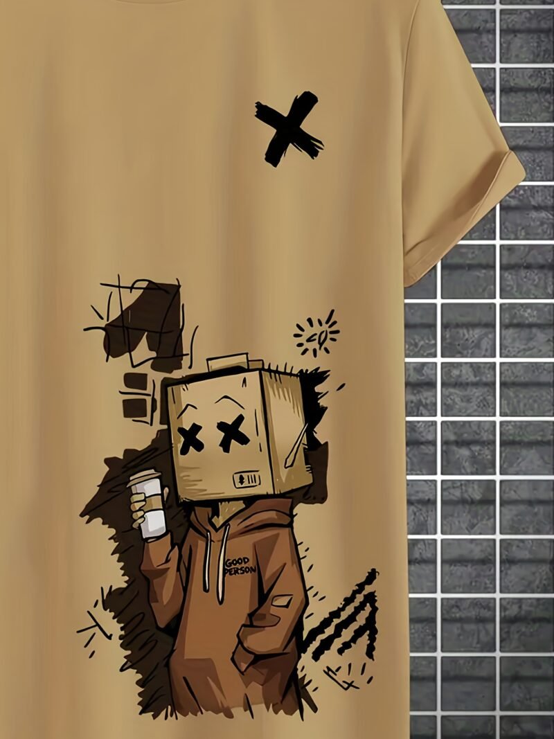 5ac7da12-feae-4800-98dc-a82e7f0747dd.jpg Men's Trendy Doll Graffiti Print Casual Short Sleeve T-Shirt – Khaki