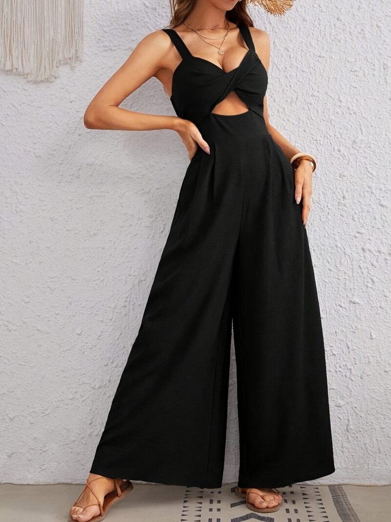 5dcb60ae-f21d-48c4-8c99-71c78fffcbbc.jpg Summer Women's Twisted Pleat Front Cutout Wide-Leg Jumpsuit