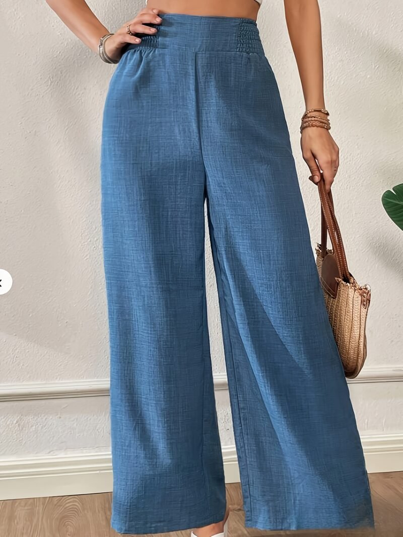 Women's Everyday Comfortable Elastic Waist Wide-Leg Pants – Navy