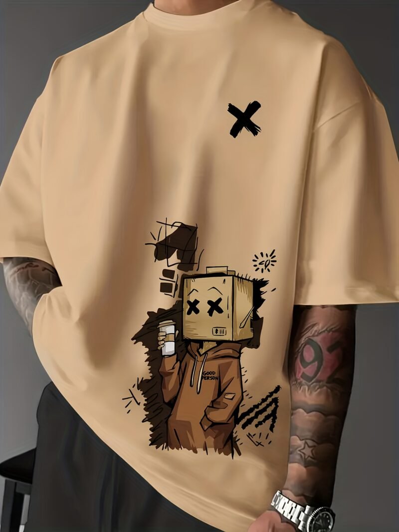 c457a3ce-340b-4566-9b03-d7836d9ee105.jpg Men's Trendy Doll Graffiti Print Casual Short Sleeve T-Shirt – Khaki