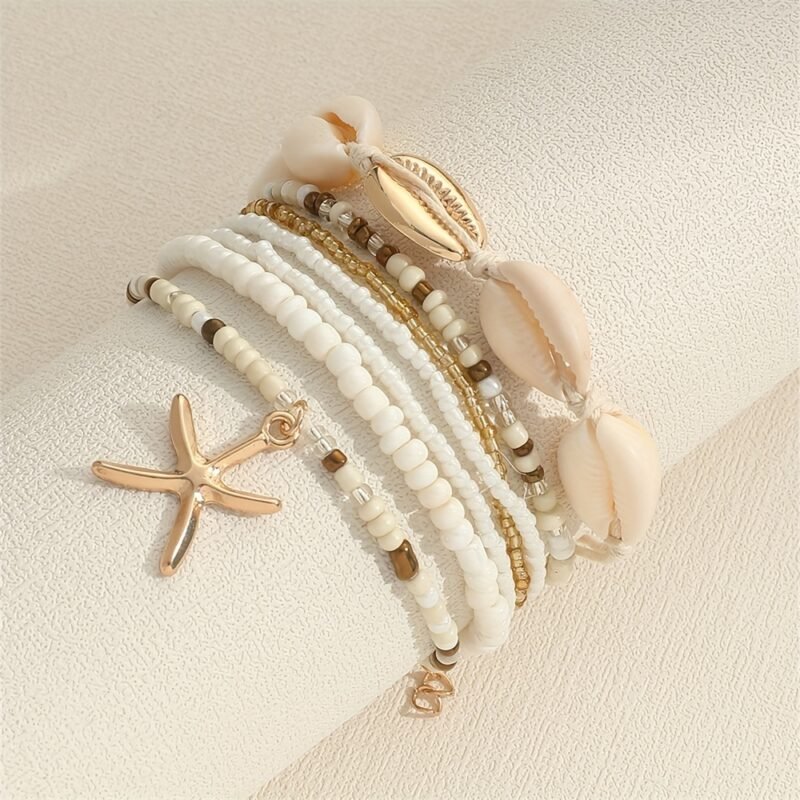 cee35822-71c7-45cc-8921-99ef33241e77.jpg Bohemian Style Starfish Handmade Beaded Shell Bracelet Set