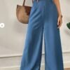 Women's Everyday Comfortable Elastic Waist Wide-Leg Pants – Navy