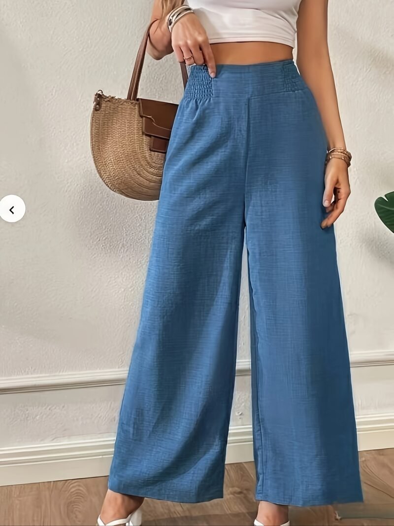 Women's Everyday Comfortable Elastic Waist Wide-Leg Pants – Navy